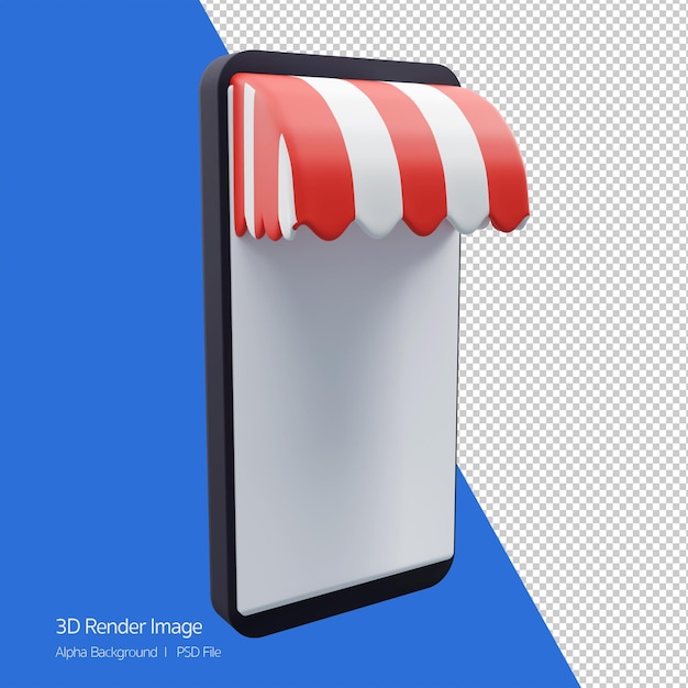 Concepto de tienda en línea Compras en línea 3D en sitios web Teléfono móvil como tienda en línea Aplicación de compras