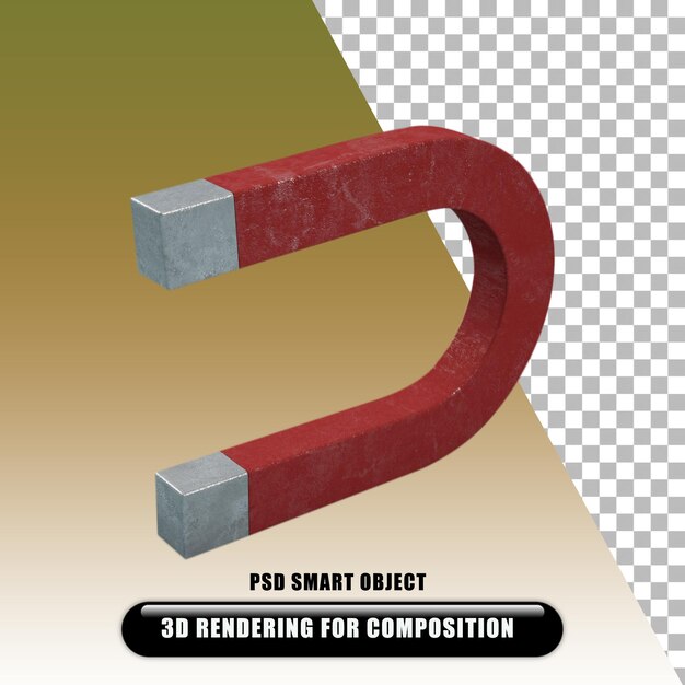 Un concepto único de la ciencia con un imán poligonal de renderizado 3D simple