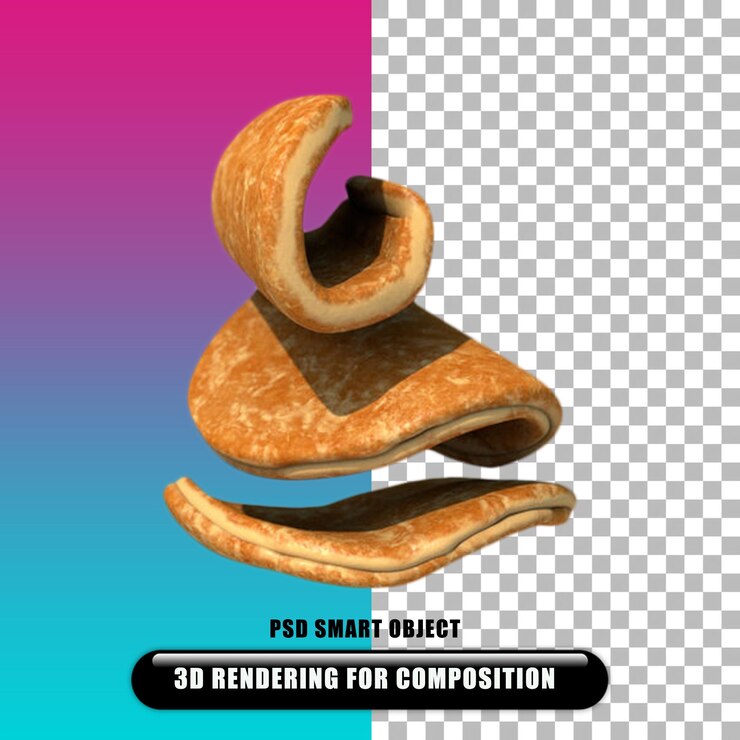 PSD un concepto único de shrove tuesday con panqueque de representación 3d sobre fondo transparente