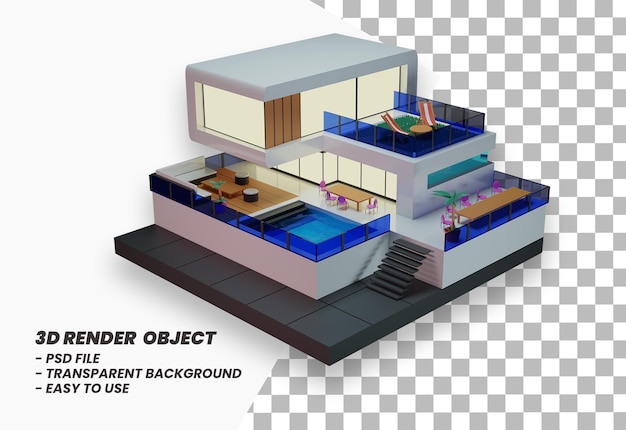 concepto de vacaciones de verano diseño exterior de verano fondo azul representación 3d