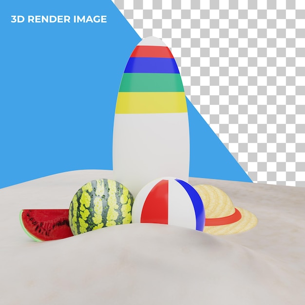 PSD concepto de verano de renderizado 3d