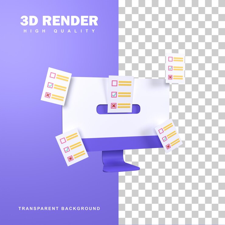 PSD concepto de voto en línea de representación 3d con múltiples opciones.