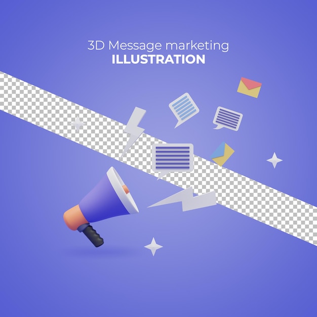 conceptos de marketing de mensajes representación 3d bandeja de entrada publicidad de mensajes