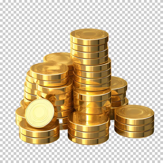 PSD conceptos de monedas de oro aislados en un fondo transparente