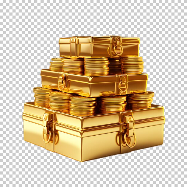 PSD conceptos de monedas de oro aislados en un fondo transparente