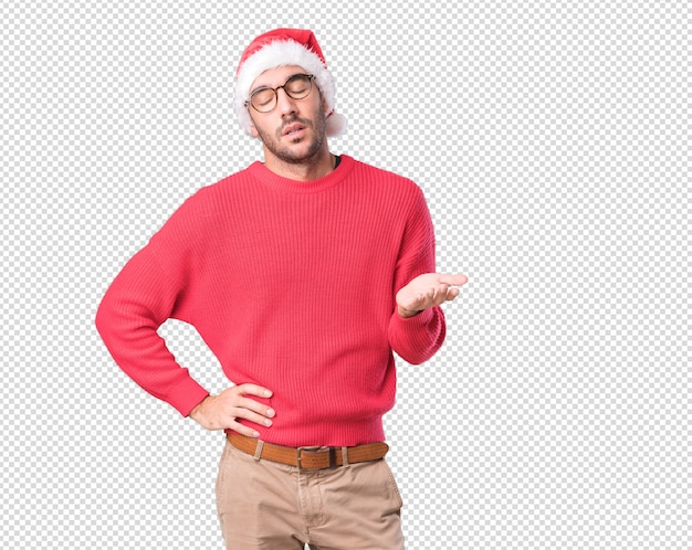 Conceptos de Navidad - hombre joven gesticulando
