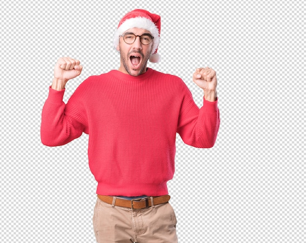 Conceptos de navidad - hombre joven gesticulando