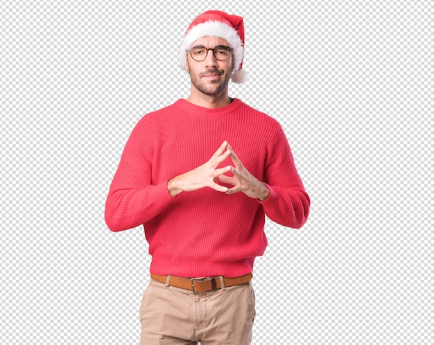 Conceptos de navidad - hombre joven gesticulando