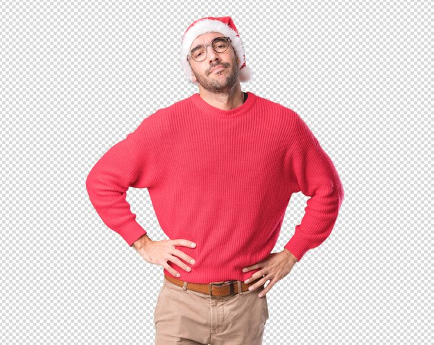 PSD conceptos de navidad - hombre joven gesticulando