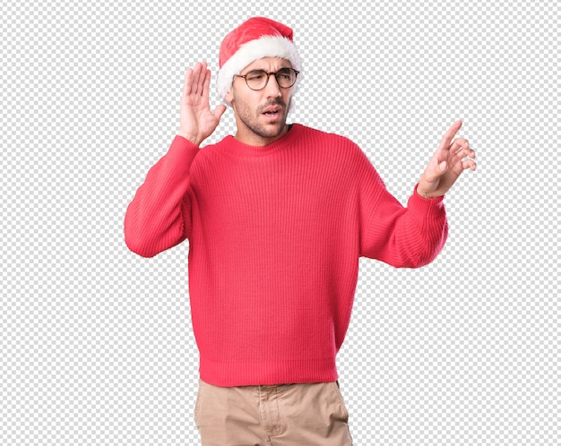 Conceptos de Navidad - hombre joven gesticulando