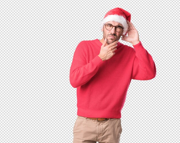 Conceptos de navidad - hombre joven gesticulando