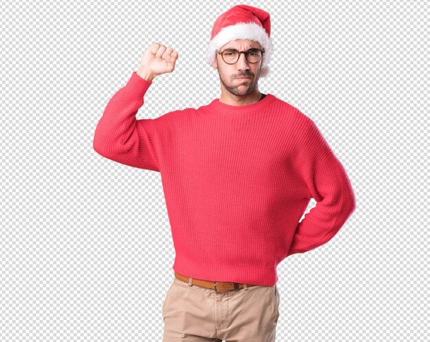 Conceptos de navidad - hombre joven gesticulando