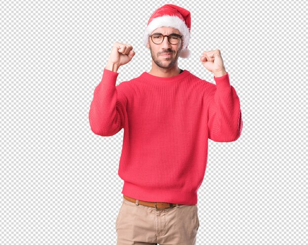 Conceptos de Navidad - hombre joven gesticulando