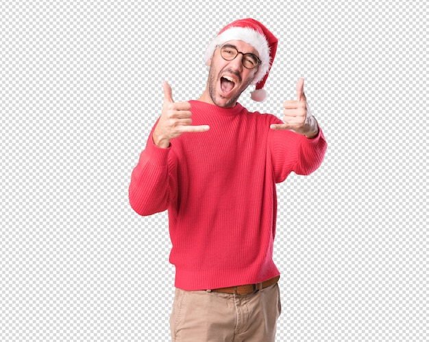 PSD conceptos de navidad - hombre joven gesticulando