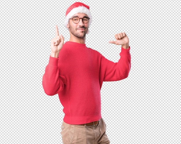 PSD conceptos de navidad - hombre joven gesticulando