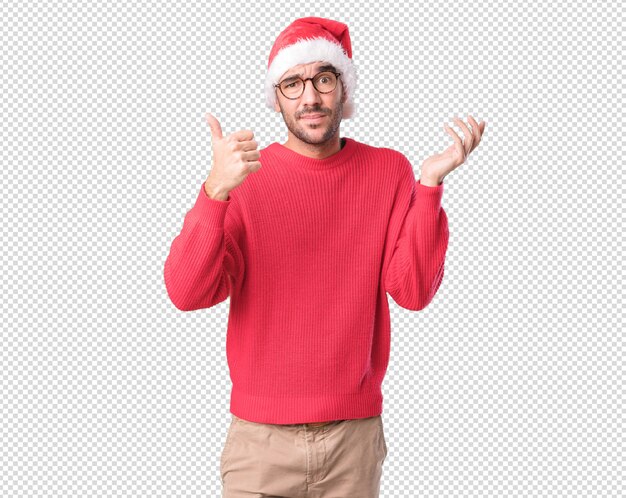 Conceptos de navidad - hombre joven gesticulando