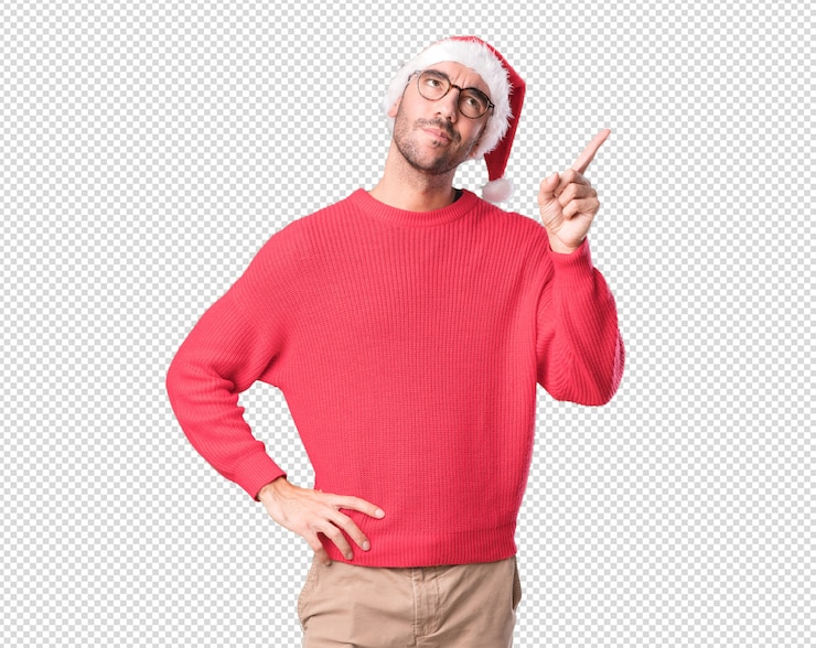 PSD conceptos de navidad - hombre joven gesticulando