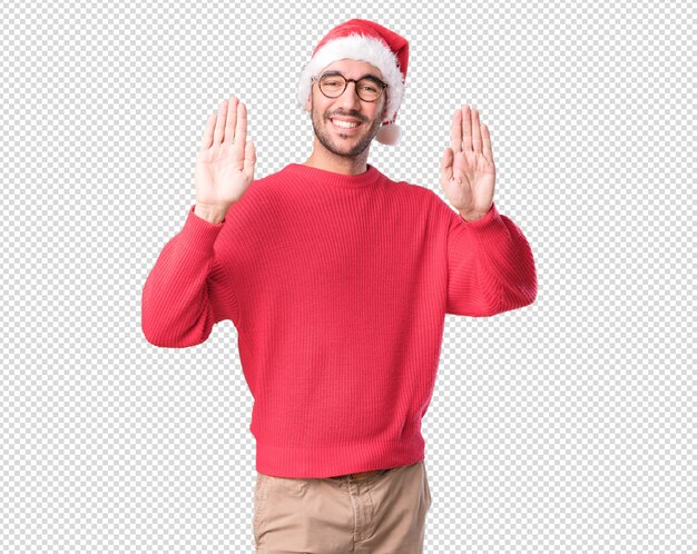 Conceptos de Navidad - hombre joven gesticulando