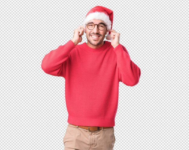 Conceptos de navidad - hombre joven gesticulando