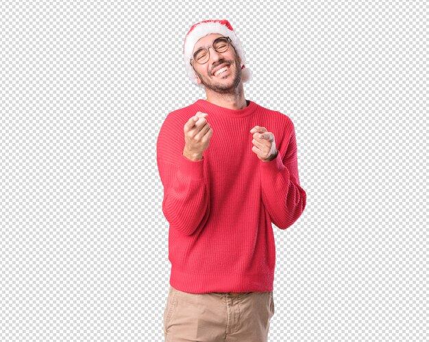 PSD conceptos de navidad - hombre joven gesticulando