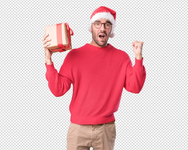 PSD conceptos de navidad - hombre joven gesticulando