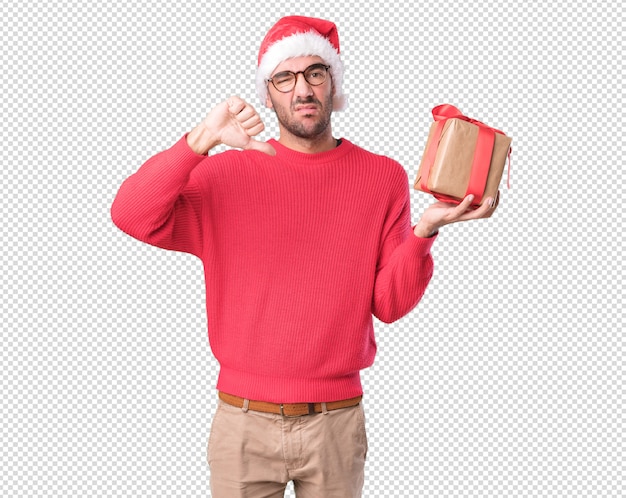 Conceptos de navidad - hombre joven gesticulando