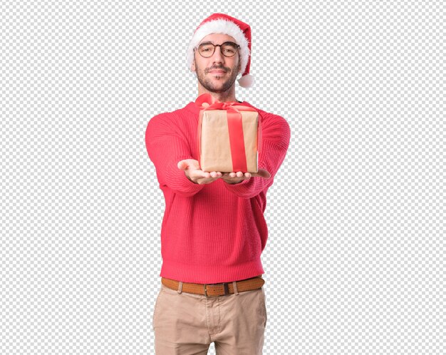 PSD conceptos de navidad - hombre joven gesticulando