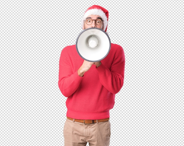 Conceptos de navidad - hombre joven gesticulando