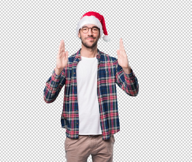 Conceptos de Navidad - hombre joven gesticulando