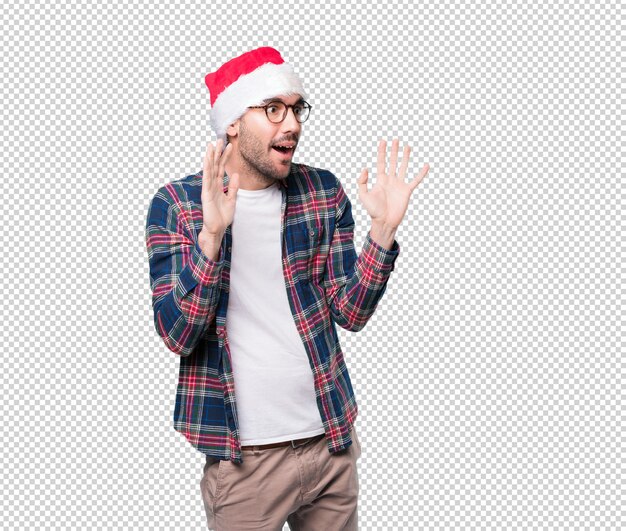 Conceptos de Navidad - hombre joven gesticulando