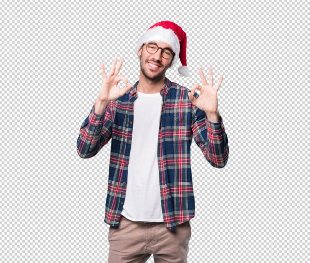 Conceptos de navidad - hombre joven gesticulando