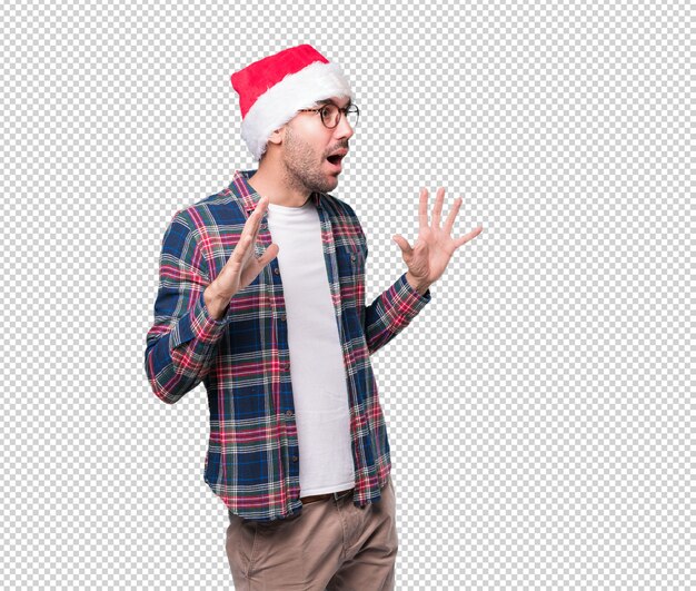 Conceptos de Navidad - hombre joven gesticulando