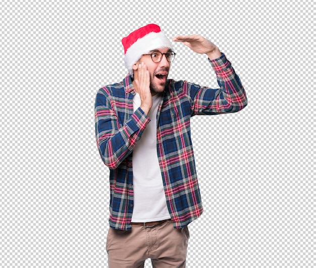 Conceptos de navidad - hombre joven gesticulando