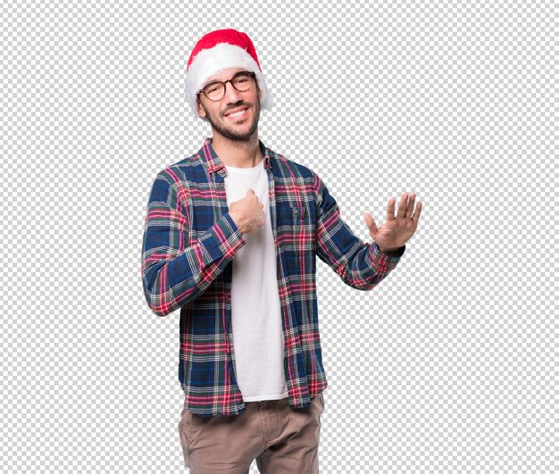 Conceptos de navidad - hombre joven gesticulando