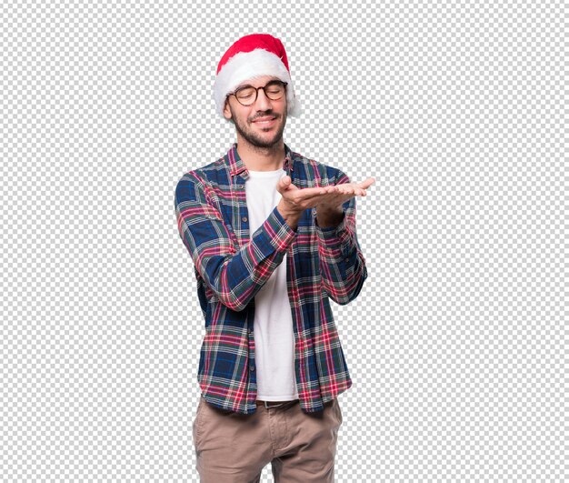 Conceptos de navidad - hombre joven gesticulando