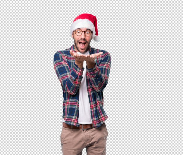 Conceptos de Navidad - hombre joven gesticulando