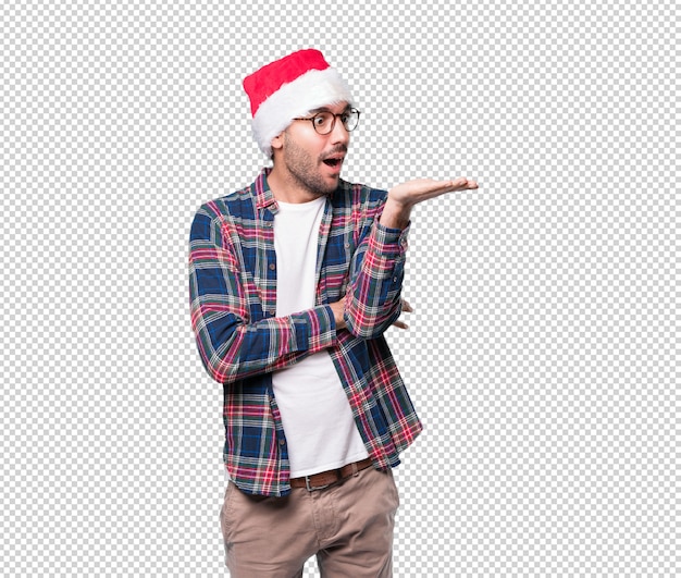 Conceptos de navidad - hombre joven gesticulando