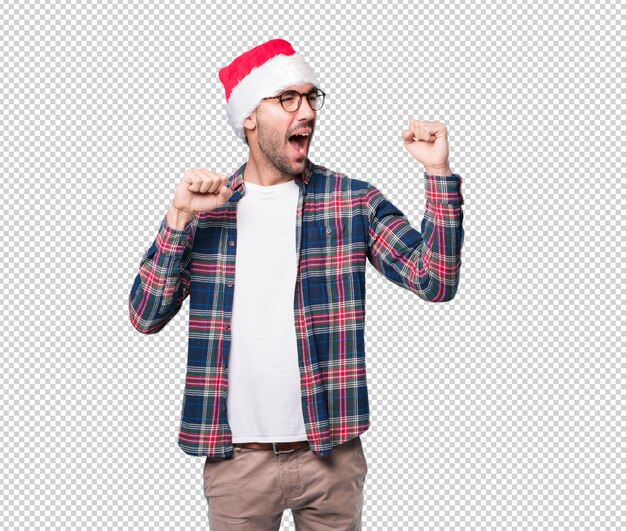 Conceptos de navidad - hombre joven gesticulando