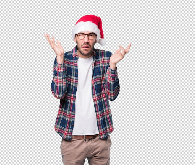 PSD conceptos de navidad - hombre joven gesticulando