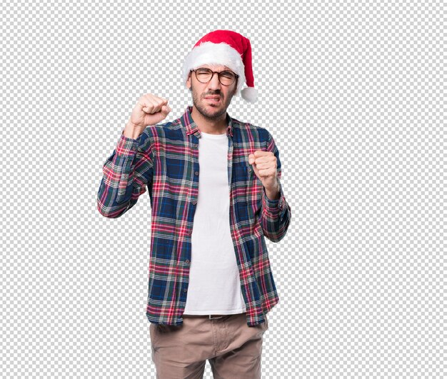 Conceptos de navidad - hombre joven gesticulando