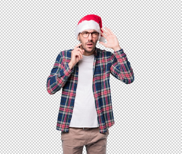 Conceptos de navidad - hombre joven gesticulando