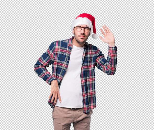 Conceptos de Navidad - hombre joven gesticulando