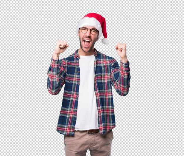 Conceptos de navidad - hombre joven gesticulando