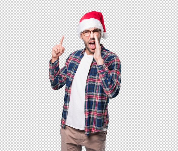 PSD conceptos de navidad - hombre joven gesticulando