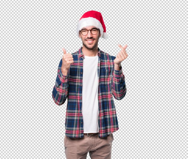 Conceptos de navidad - hombre joven gesticulando