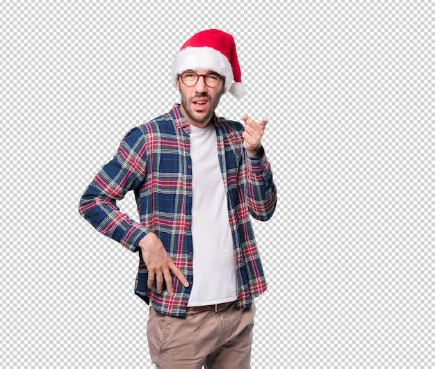 Conceptos de Navidad - hombre joven gesticulando