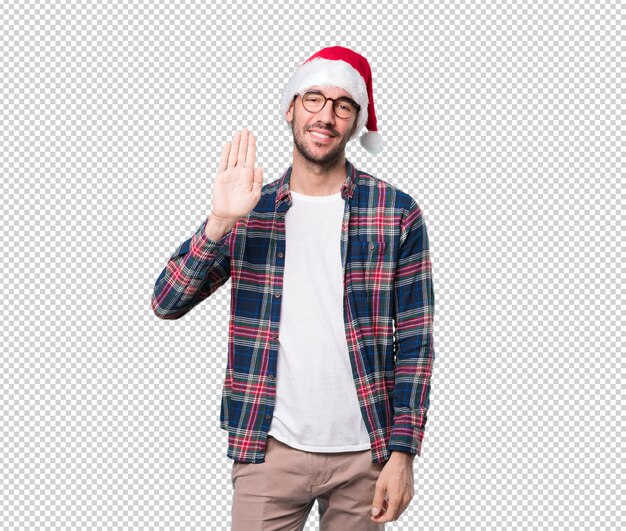 Conceptos de navidad - hombre joven gesticulando