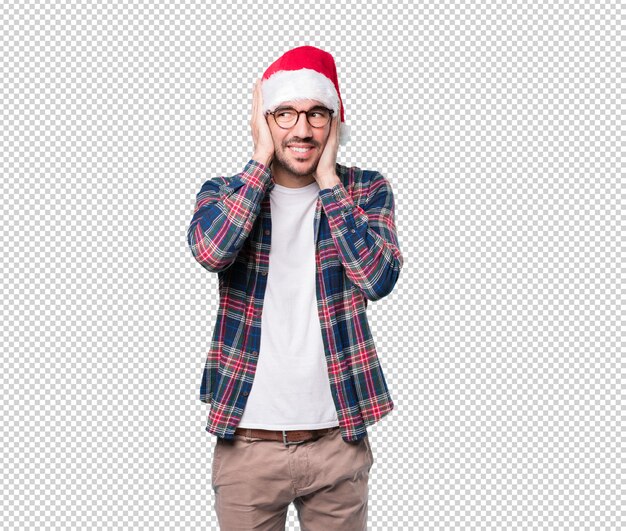 Conceptos de navidad - hombre joven gesticulando