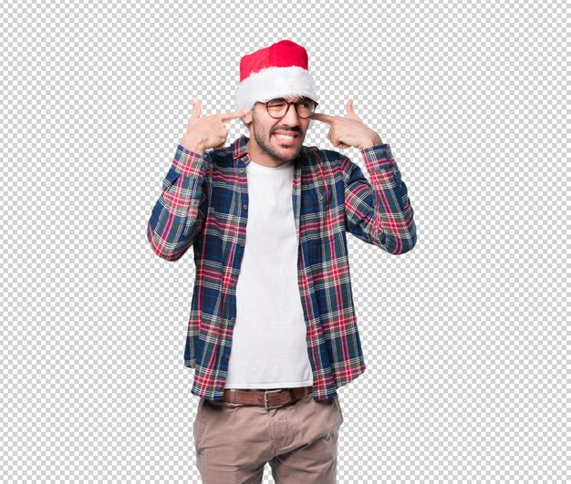 Conceptos de navidad - hombre joven gesticulando