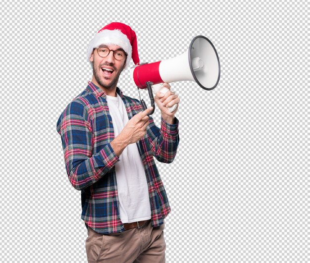 PSD conceptos de navidad - hombre joven gesticulando